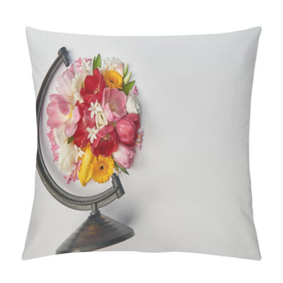 Personality  Flowers Bouquet Arranged In Globe Shape On White Background Pillow Covers