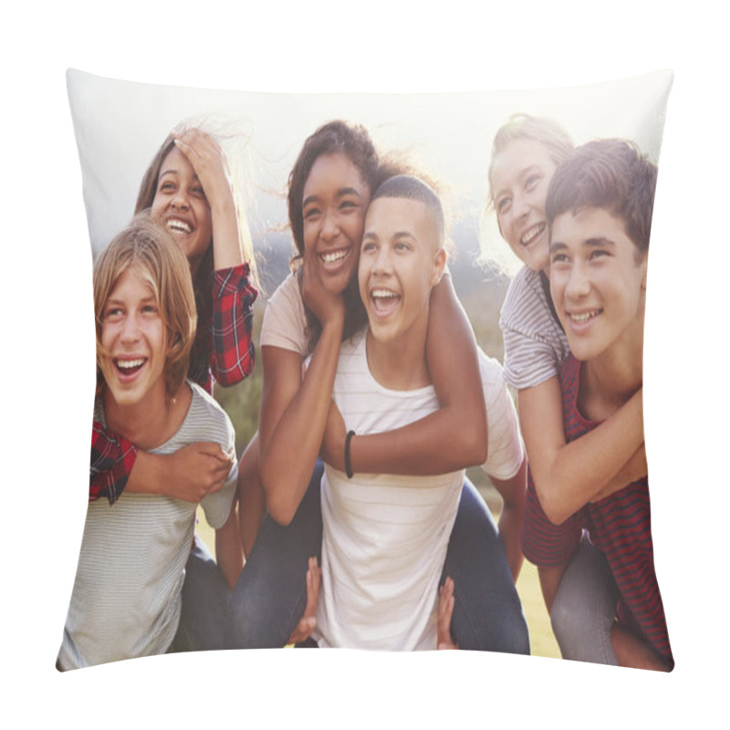 Personality  School Friends Piggybacking Outdoors Pillow Covers