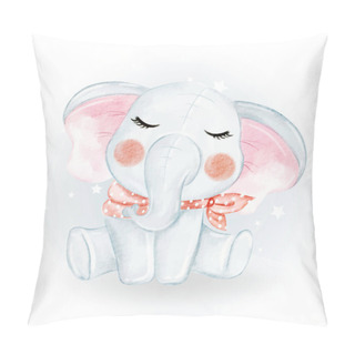 Personality  Adorable Cute Kawaii Baby Elephant Watercolor Illustration Pillow Covers