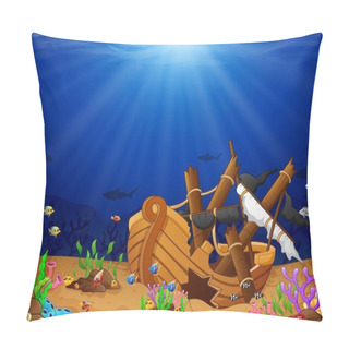 Personality  Ancient Broken Ship Under The Sea Pillow Covers