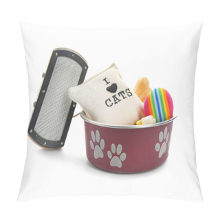 Personality  Toys, Accessories For Cat And Dog On White Background. Pet Care Pillow Covers