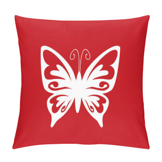 Personality  Butterfly Motif Or White Butterfly Isolated On Red Background.  Pillow Covers