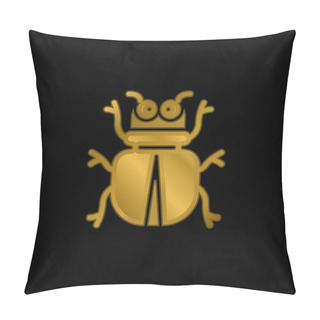 Personality  Beetle Gold Plated Metalic Icon Or Logo Vector Pillow Covers