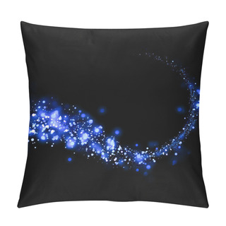 Personality  Blue Glittering And Bokeh Star Magic Dust On Background.Particles For Your Product. Pillow Covers