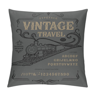 Personality  Vector Illustration Font Vintage Travel Steam Locomotive Pillow Covers