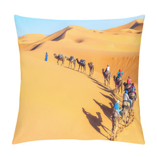 Personality  Camel Caravan Going Through The Sand Dunes In The Sahara Desert Pillow Covers