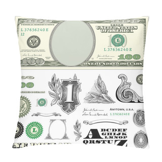 Personality  One Dollar Bill Vector Set Pillow Covers