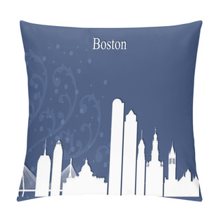 Personality  Boston City Skyline Silhouette On Blue Background Pillow Covers