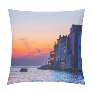 Personality  View On Old Town In Rovinj, Istria, Croatia. Vintage Look Pillow Covers