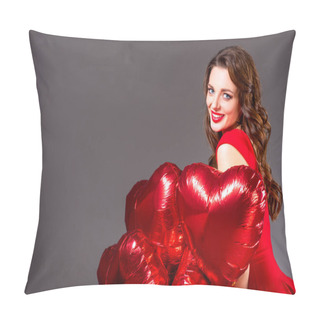 Personality  Girl With Heart Shaped Balloons Pillow Covers