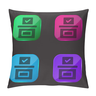 Personality  Ballot Box Four Color Glass Button Icon Pillow Covers