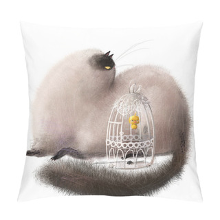 Personality  Cute Lovely Cartoon Characters: Cat And Bird Pillow Covers