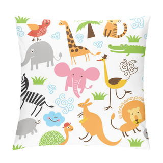 Personality  Seamless Children Pattern With Cute Animals Pillow Covers