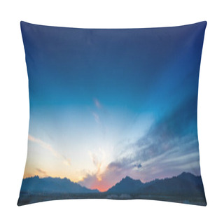 Personality  Panoramic View Of Tranquil Mountain Scene At Dusk Pillow Covers