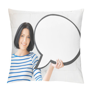 Personality  Smiling Student With Blank Text Bubble Pillow Covers