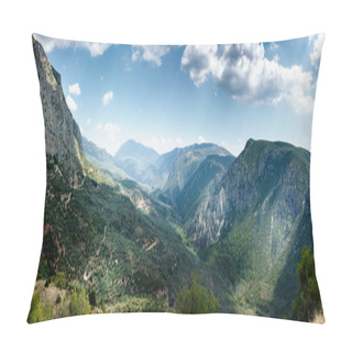Personality  Scenic Mountain Landscape Against Sky, Delphi, Greece Pillow Covers