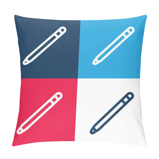 Personality  Apple Pencil Blue And Red Four Color Minimal Icon Set Pillow Covers