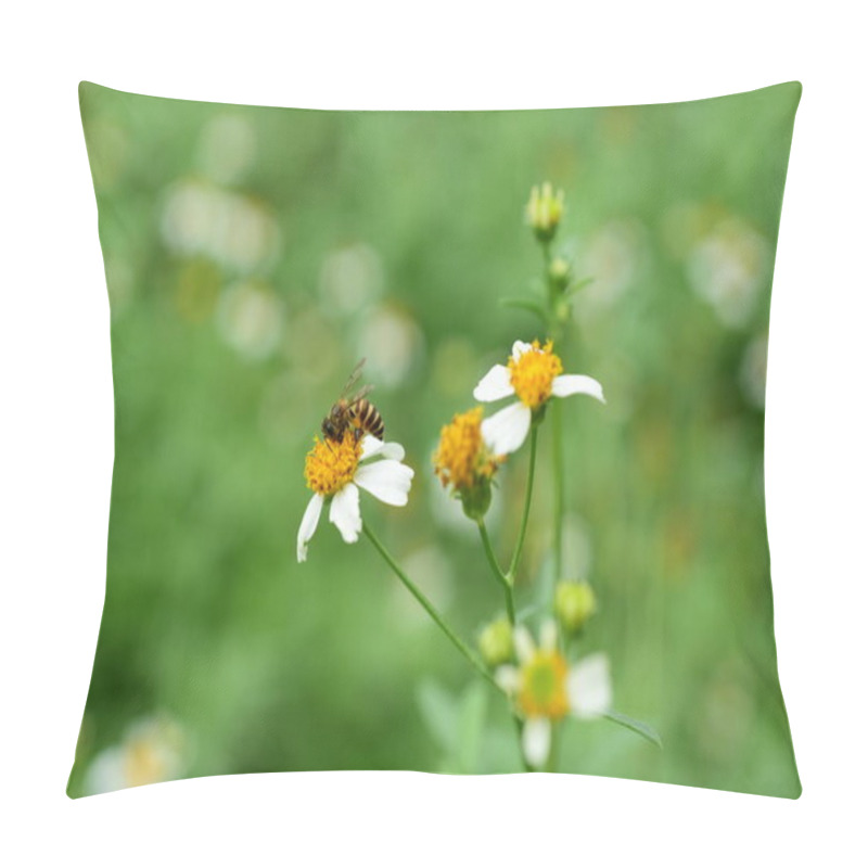 Personality  Flowers and small bees Beauty in nature pillow covers