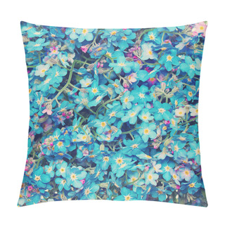 Personality  Floral Blossom Background. Blue Forget Me Nots Flowers Pillow Covers