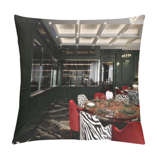 Personality  The Restaurant Seating Decoration Has A Modern And Vibrant Style With Black Scheme. Pillow Covers