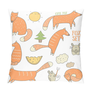 Personality  Cute Foxes And Forest Objects Collection Pillow Covers