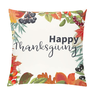 Personality  Colorful Frame Of Autumn Leaves And Berries Isolated On White Background. Vector Realistic Illustration.Card For Thanksgiving Pillow Covers