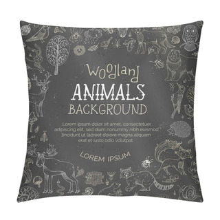 Personality  Chalk Woodland Blackboard Background. Pillow Covers