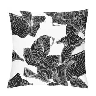 Personality  Flowers Calla. Black On White Pillow Covers