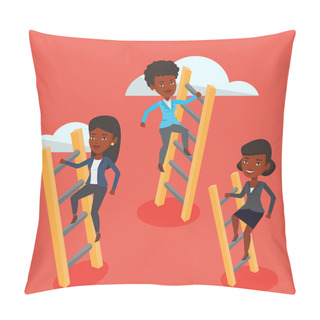 Personality  Business People Climbing To Success. Pillow Covers