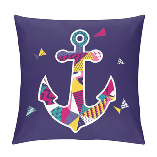 Personality  Stylish Illustration With Anchor With Colorful Patterns Inside, Vector Illustration Pillow Covers