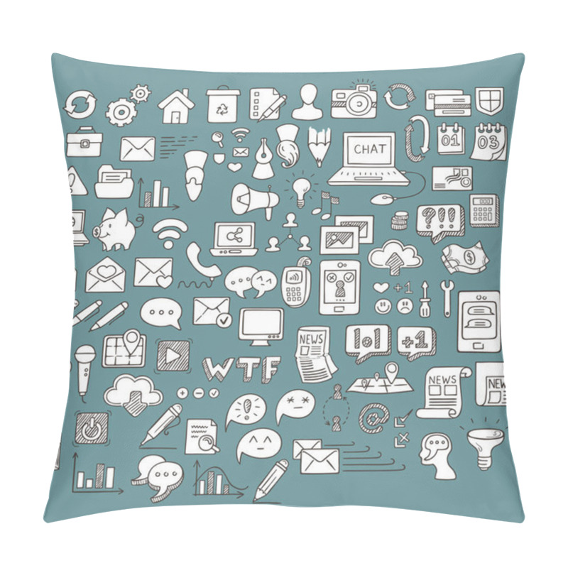Personality  Set of Universal Doodle Icons. Variety of Topics. pillow covers