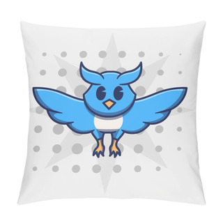 Personality  Owl Bird Vector Illustration. Flat Cartoon Retro Style. Halloween Day. Pillow Covers