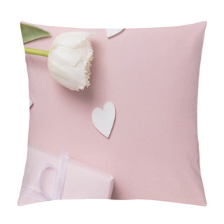 Personality  Pink Celebration Background, Flowers, Hearts And Gift. Pillow Covers