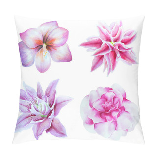 Personality  Watercolor Lily Flowers Set Pillow Covers