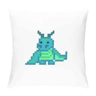 Personality  Green Pixel Art Dragon Character Isolated On White Background. I Pillow Covers