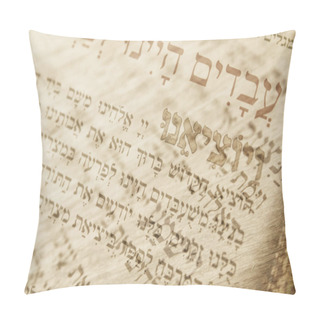 Personality  Abstract Image Of Judaism Concept With Closeup Text In Hebrew From The Passover Haggadah Pillow Covers