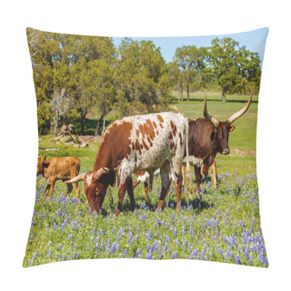 Personality  Texas Cattle Grazing Pillow Covers