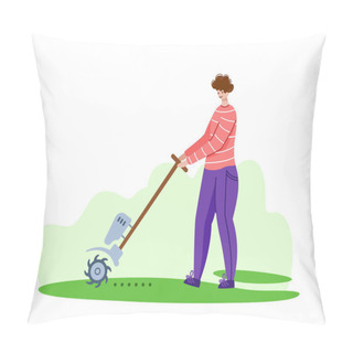 Personality  Lawn Care And Gardening Service Vector Pillow Covers