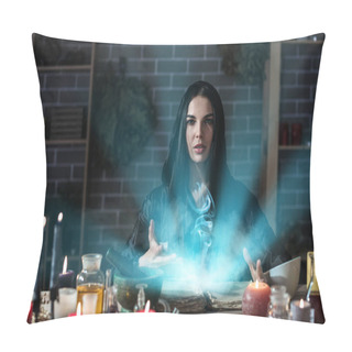 Personality  Female Alchemist Making Elixir In Laboratory Pillow Covers