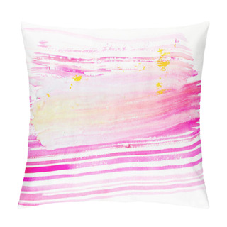 Personality  Abstract Painting With Bright Pink, Purple And Yellow Brush Strokes On White Pillow Covers