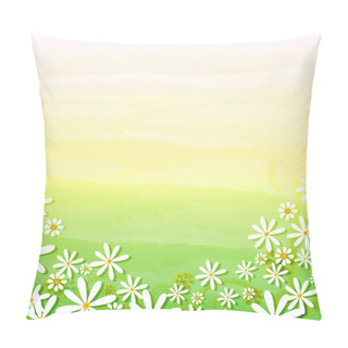 Personality  Spring Flowers In Beige Green Background Pillow Covers