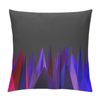 Personality  The City Of The Pyramids. Low Poly Mountains Peaks. Shards, Icicle Teeth. Beautiful And Modern Abstract Background. Fashionable Design. 3D Illustration, 3D Rendering. Pillow Covers