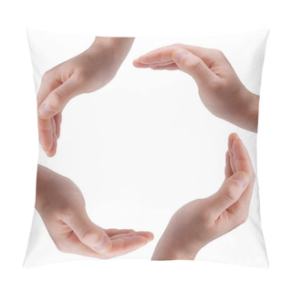 Personality  Circle Made Of Human Hands Pillow Covers