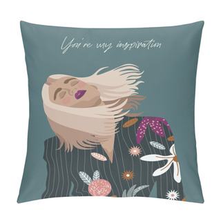 Personality  Cute Poster About Inspiration And Spring With A Girl Pillow Covers
