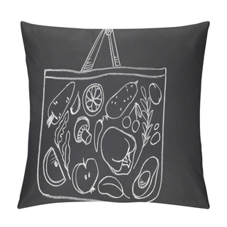 Personality  Bag With Vegetables Drawn On Chalk Board Pillow Covers