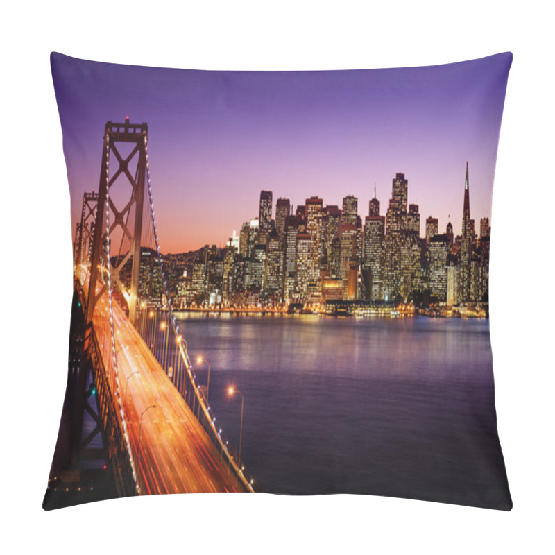 Personality  San Francisco Skyline And Bay Bridge At Sunset, California Pillow Covers