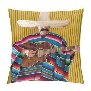 Personality  Mexican Man Serape Poncho Sombrero Playing Guitar Pillow Covers