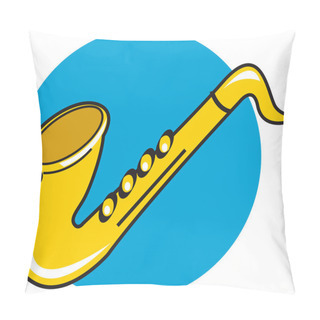 Personality  Shiny Gold Saxophone Over Blue Pillow Covers
