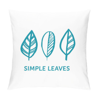 Personality  Simple Hand Drawn Set Of Leaves In Scandinavian Style Pillow Covers