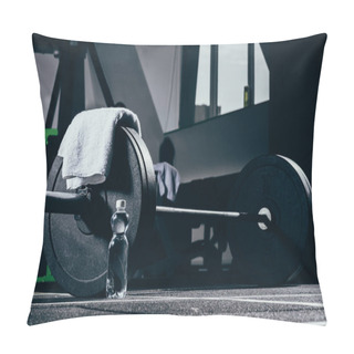 Personality  Barbell On Floor In Gym Pillow Covers